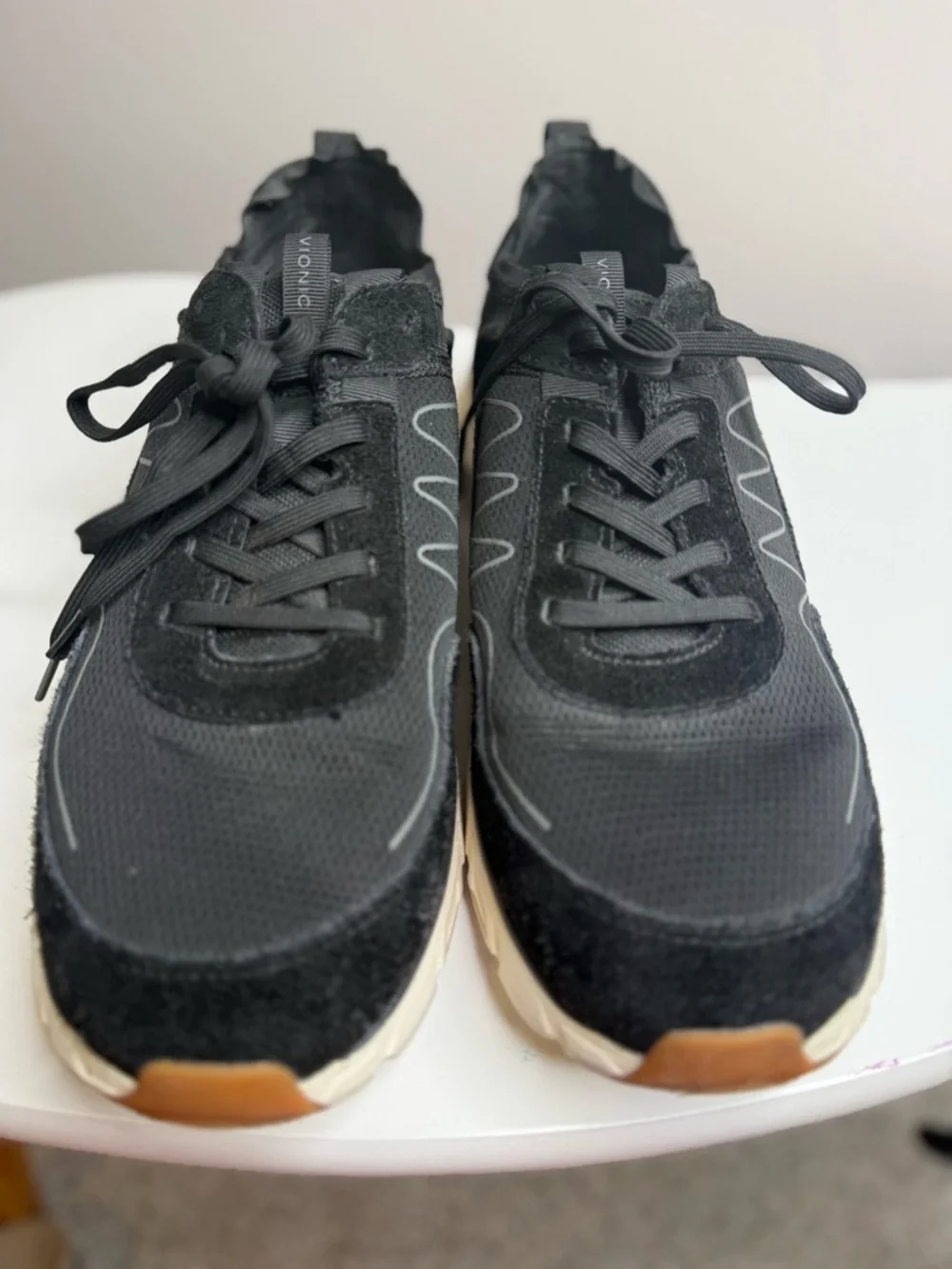 Vionic Nimble Black Walking Sneakers with Cream Sole